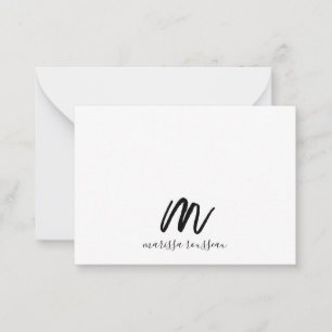 Sage Brush Painted Style Monogram Script Name Mitteilungskarte
