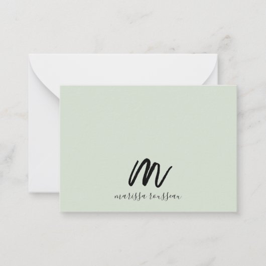 Sage Brush Painted Style Monogram Script Name Mitteilungskarte (Vorderseite)