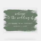 Sage Brush Strokes Wedding Willkommenszeichen Acrylschild (Vorderseite)