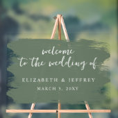 Sage Brush Strokes Wedding Willkommenszeichen Acrylschild (Neutral)