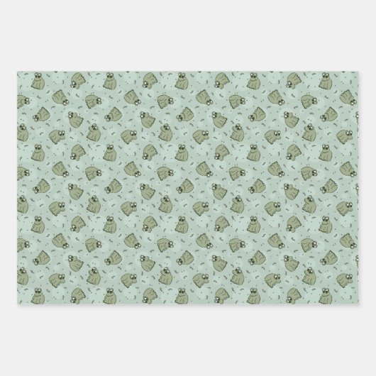 Sage Bubble Frogs - laurel Green Children pattern. Geschenkpapier Set (Vorderseite 2)