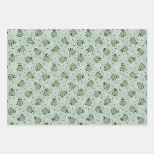 Sage Bubble Frogs - laurel Green Children pattern. Geschenkpapier Set (Vorderseite)