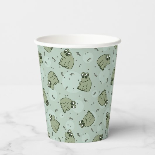 Sage Bubble Frogs - laurel Green Children pattern. Pappbecher (Rückseite)