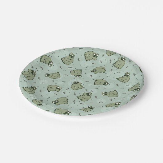 Sage Bubble Frogs - laurel Green Children pattern. Pappteller (Schrägansicht)