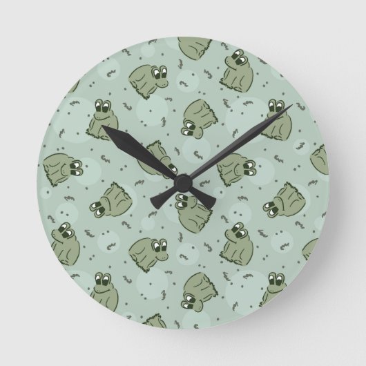 Sage Bubble Frogs - laurel Green Children pattern. Runde Wanduhr (Vorderseite)