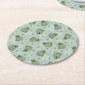 Sage Bubble Frogs - laurel Green Children pattern. Runder Pappuntersetzer (Angewinkelt)