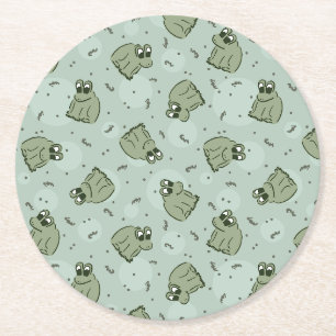 Sage Bubble Frogs - laurel Green Children pattern. Runder Pappuntersetzer