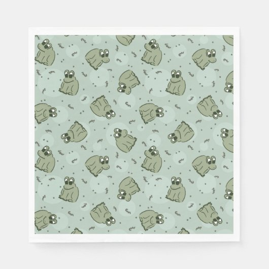 Sage Bubble Frogs - laurel Green Children pattern. Serviette (Vorderseite)
