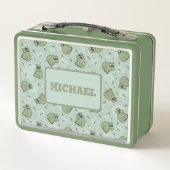 Sage Bubble Frogs - Muster - bearbeitbarer Name. Metall Brotdose (Rückseite)