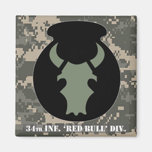 Sage Bull ACU-look subdududued mit Camouflage 2x2 Magnet (Vorne)