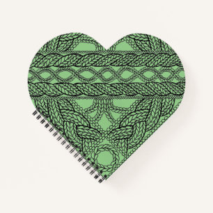 SAGE CABLE KNIT Herz Spiralblock Notizblock