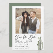 Sage Cactus Succulent Foto Save the Date Card Einladung (Vorne/Hinten)