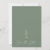 Sage Cactus succulent Save the Date Card Einladung (Rückseite)