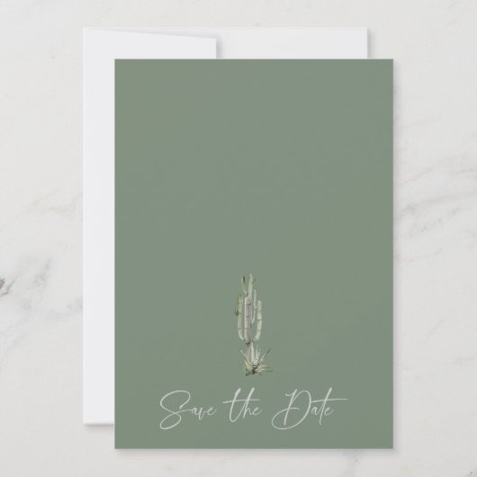 Sage Cactus succulent Save the Date Card Einladung (Rückseite)