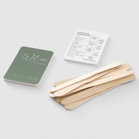 Sage Calligraphy Pktogrammen Hochzeitsprogramm Fächer (Non-assembled)