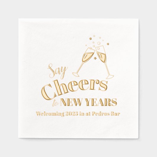 Sage Cheers to New Years 2025 Champagner Servietten Mit Folie (Vorderseite)