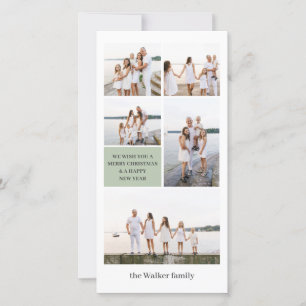 Sage Chic Modernes, neutrales 5-Foto-Elegant Feiertagskarte