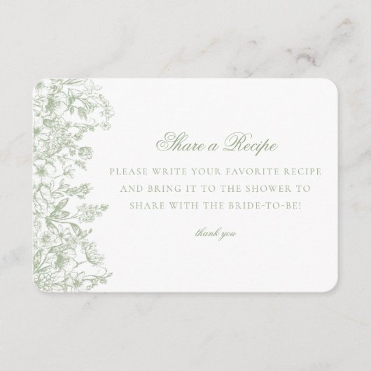 Sage Chinoiserie Blumenkohl Rodelbahn Einladung (Vorderseite)