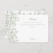 Sage Chinoiserie Blumenzettel Einladung (Vorne/Hinten)