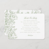 Sage Chinoiserie Bücher für Baby Einladung Beilage (Vorne/Hinten)