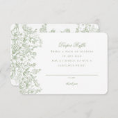 Sage Chinoiserie Diaper Raffle Einladung Beilage (Vorne/Hinten)