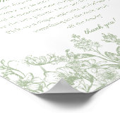 Sage Chinoiserie Flora Diaper Thoughts Baby Shower Poster (Ecke)
