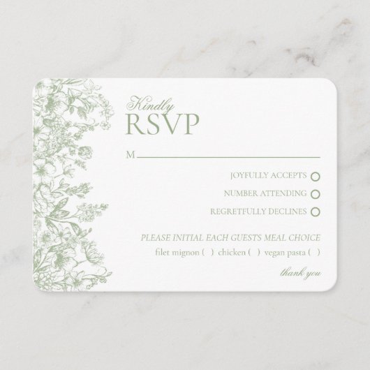 Sage Chinoiserie Floral UAWG Resort Card Begleitkarte (Vorderseite)