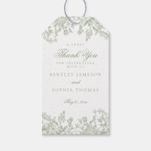 Sage Chinoiserie Vintag Floral Gefallen Tag Geschenkanhänger
