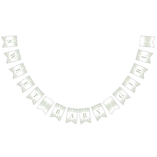 Sage Chinoiserie Vintage Floral Baby Shower Decor Wimpelkette (Alle)