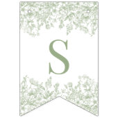 Sage Chinoiserie Vintage Floral Baby Shower Decor Wimpelkette (Erste Fahne)