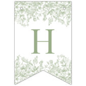 Sage Chinoiserie Vintage Floral Birthday Decor Wimpelkette (Zweite Fahne)