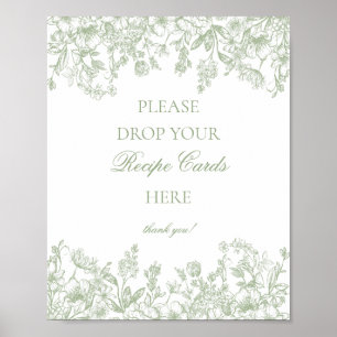 Sage Chinoiserie Vintage Floral Rezept teilen Poster