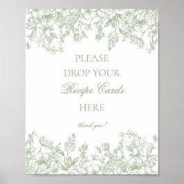 Sage Chinoiserie Vintage Floral Share a Recipe Poster