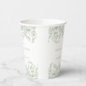 Sage Chinoiserie Vintage Floral Wedding Pappbecher (Links)