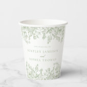 Sage Chinoiserie Vintage Floral Wedding Pappbecher (Vorderseite)