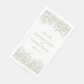Sage Chinoiserie Vintage Floral Wedding Serviette (Ecke)