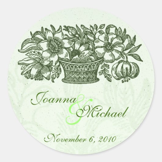 Sage Classic Blume Basket Wedding Sticker (Vorderseite)