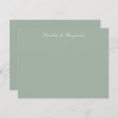 Sage Classic Script Elegant Wedding Names Flat Dankeskarte (Vorne/Hinten)