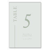 Sage Clean Line Hochzeitsstimmung Tischnummer (Rückseite)