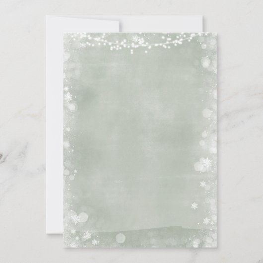 Sage Cold Outdoor Snowflake Weihnachtsdusche Einladung (Rückseite)