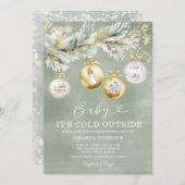 Sage Cold Outdoor Snowflake Weihnachtsdusche Einladung (Vorne/Hinten)