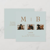 Sage Collage Foto Wedding QR Code Save the Date Einladung (Vorne/Hinten)