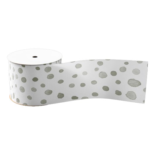 Sage Confetti Wasserfarbe Dots Band Ripsband (Spule)