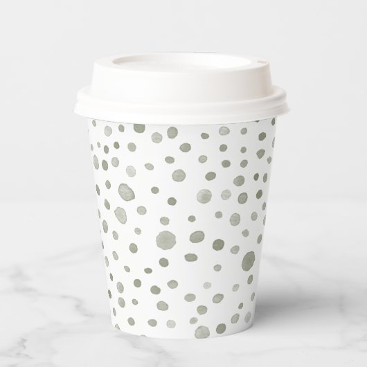 Sage Confetti Wasserfarbe Dots Papier Cup Pappbecher (Vorderseite)