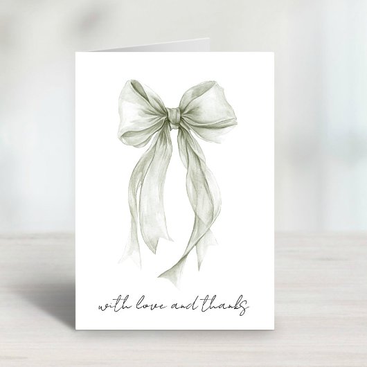 Sage Coquette Bow Wasserfarbe Brautparty Dankeskarte