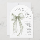 Sage Coquette Bow Wasserfarbe Brautparty Einladung (Vorderseite)