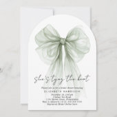 Sage Coquette Bow Wasserfarbe Brautparty Einladung (Vorderseite)