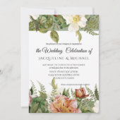 Sage Corn Blush Floral Ivory Peony Rose Hochzeit Einladung (Vorderseite)