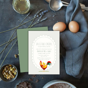 Sage Cottagecore Hahn Baby Shower Einladung