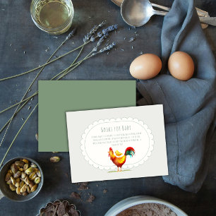 Sage Cottagecore Hahn Küken Bücher Baby Shower Begleitkarte
